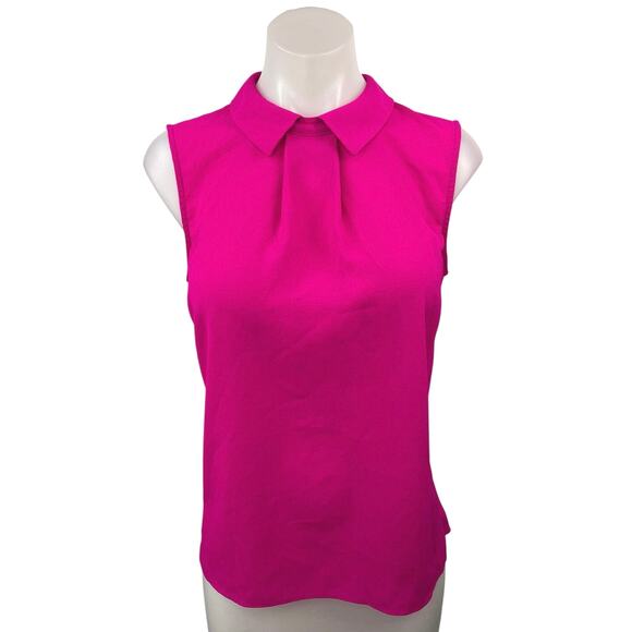 CeCe Pink Sleeveless Collared Pleated Pullover Career Blouse Top Size S - Picture 1 of 5